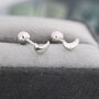 Sterling Silver Tiny Crescent Moon Barbell Earrings, thumbnail 1 of 11