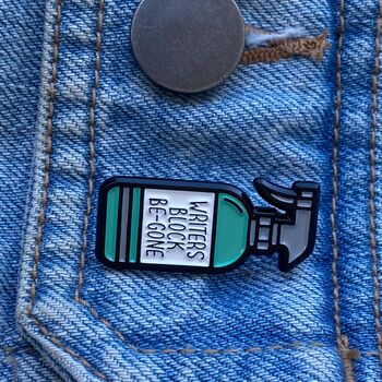 Writers Block Be Gone Spray Enamel Pin, 3 of 6