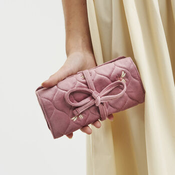 Embroidered Bee Jewellery Roll In Rose Pink, 2 of 7