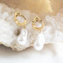 Chunky Gold Plated Irregular Pearl Earrings, thumbnail 3 of 6