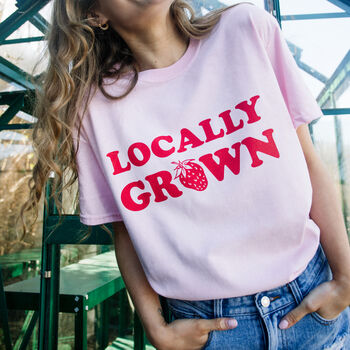 Locally Grown Women’s Strawberry Slogan T Shirt, 2 of 3