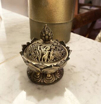 Tibetan Lotus Alloy Incense Cone Holder Gift Boxed, 2 of 6