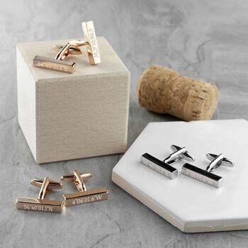 Personalised Special Coordinates Bar Cufflinks, 2 of 9
