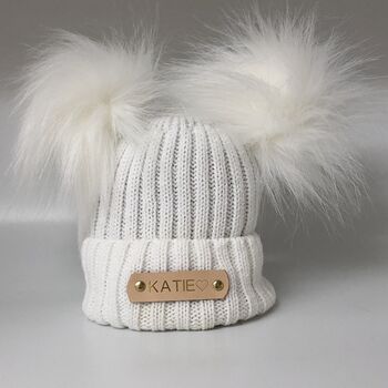 Boys Double Pom Pom Knitted Baby Hat, 6 of 12