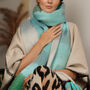 Soft Mint And Sky Checked Scarf, thumbnail 2 of 7