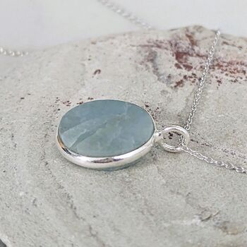 The Circle Aquamarine March Birthstone Necklace, Silver, 5 of 8
