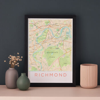 Framed And Personalised Richmond London Map Print, 4 of 4
