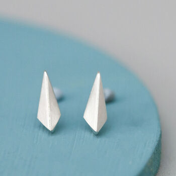Simple Sterling Silver Studs. Kite Shape, 2 of 10