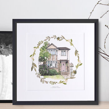 Personalised Watercolour Wreath House Sketch, 3 of 5