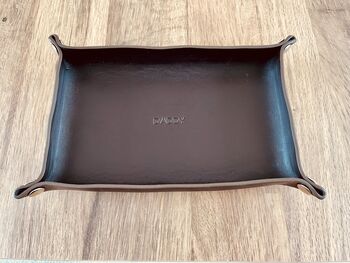 Personalised Dark Brown Rectangle Leather Tray, 6 of 12