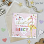 Flamingo Christmas Niece Card, thumbnail 1 of 2