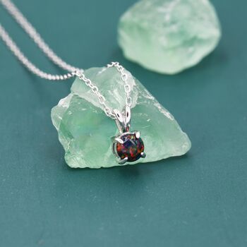 Sterling Silver Tiny Black Opal Pendant Necklace, 4 of 12