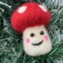 Kawaii Happy Face Mushroom Christmas Decoration, thumbnail 1 of 2