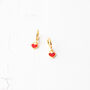 Tiny Red Heart Huggie Hoop Earrings, thumbnail 4 of 10