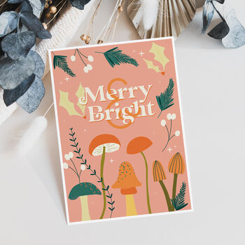 Merry And Bright Mushroom Christmas Card, 3 of 3