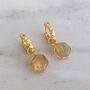 The Hexagon Citrine Gold Plated Gemstone Earrings, thumbnail 1 of 6