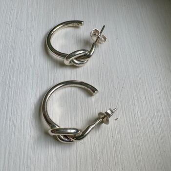 Lucky Knot Open Hoop Earrings In Sterling Silver, 4 of 4