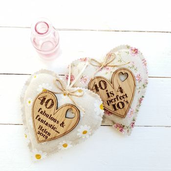 Linen Anniversary Heart With Oak Wood Heart Message, 4 of 10
