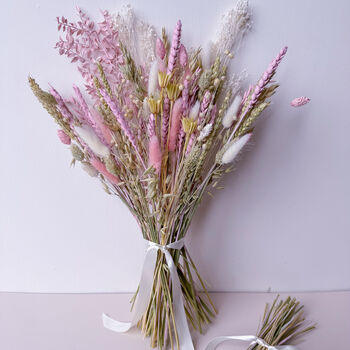 Mint Green And Pink Dried Flower Bunch With Bunny Tails, 2 of 6