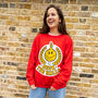 Deck The Halls Women's Christmas Jumper In Red, thumbnail 5 of 5