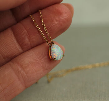 Opal Teardrop Pendant Necklace, 2 of 5