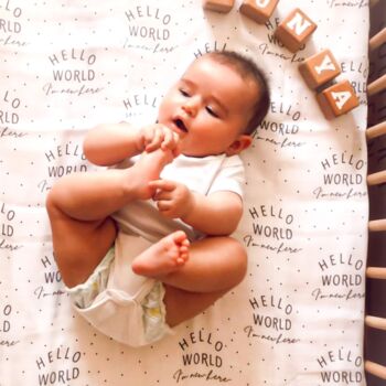 Muslin Swaddle Baby Blanket Hello World Newborn Gift, 6 of 12