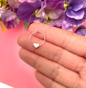 Mother's Day Sterling Silver Mini Heart Hoop Earrings, 6 of 12