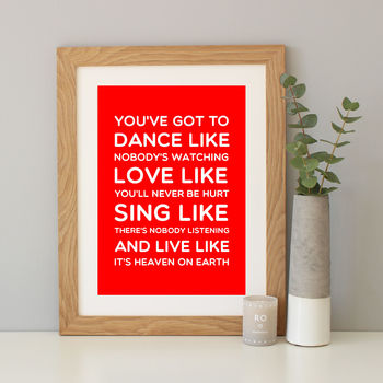 'Dance Like' Inspirational Quote Print, 7 of 12