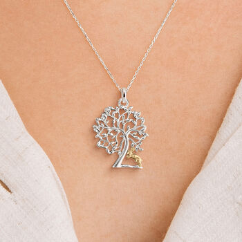 Personalised Sterling Silver And Yellow Gold Tree Of Life Ivf Necklace, 2 of 12