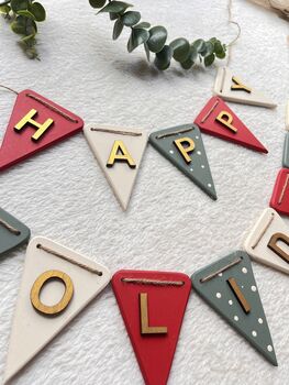 Handcrafted Wooden Christmas Tree Bunting Garland For Festive Home Decor, 5 of 8
