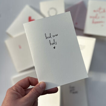 Head Over Heels Hand Screen Printed Valentines Card, 2 of 2