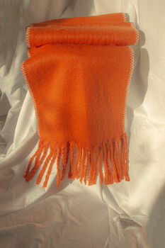 Orange Top Stitch Edge Warm Wrap Scarf, 7 of 8