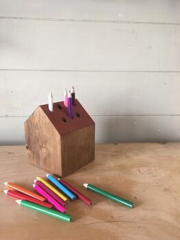 Little Wooden House Pencil Holder, 2 of 5