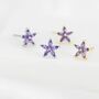 Amethyst Purple Cz Flower Stud Earrings Sterling Silver, thumbnail 6 of 12