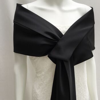 Black Duchess Satin Wrap For Special Occasions, 5 of 7