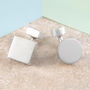 Geometric Round/Square Mismatched Silver Cufflinks, thumbnail 1 of 5