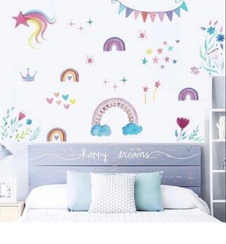 Bunting Rainbows Girl’s Room Decal Stickers, 3 of 6