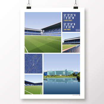 Leicester Views Of Filbert St And King Power Poster, 2 of 7
