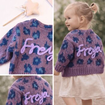 Personalised Baby Girl Leopard Cardigan With Name, 2 of 10