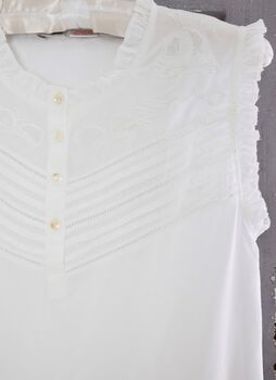Women's White Cotton Elegant Personalised Nightdress, 3 of 4