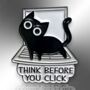 Think Before You Click Cat On Computer Enamel Pin Badge, thumbnail 3 of 8