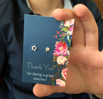Teacher Thank You Gift Sterling Silver Mismatched Star Earrings, 3 of 11