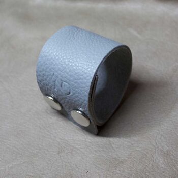 Wide Personalised Leather Bracelet With Silver Button, 6 of 11
