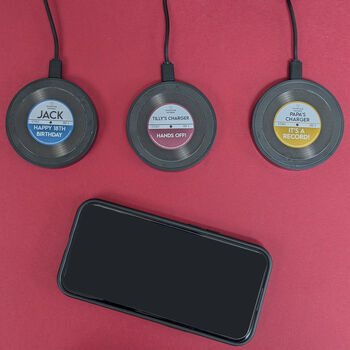 Personalised Wireless Phone Charger: Vinyl Record Style, 2 of 5