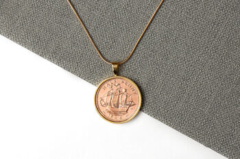 1946 80th Birthday Half Penny Coin Pendant Gift, 2 of 5