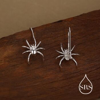 Sterling Silver Spider Drop Earrings, 4 of 10
