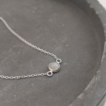 Rainbow Moonstone Sterling Silver Necklace, 2 of 9