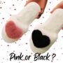 Slippers With Black Fluffy Heart Perfect Valentines Gift, thumbnail 5 of 6