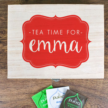 Personalised Wooden Tea Box Filled With Tea, 3 of 5