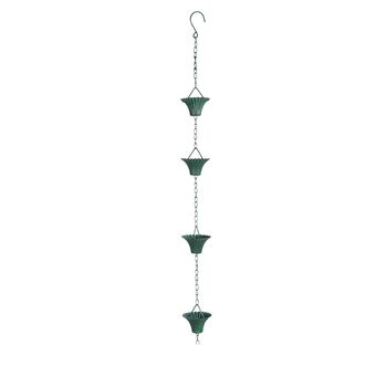 Green Verdigris Iron Rain Chain 259cm Water Feature, 4 of 4